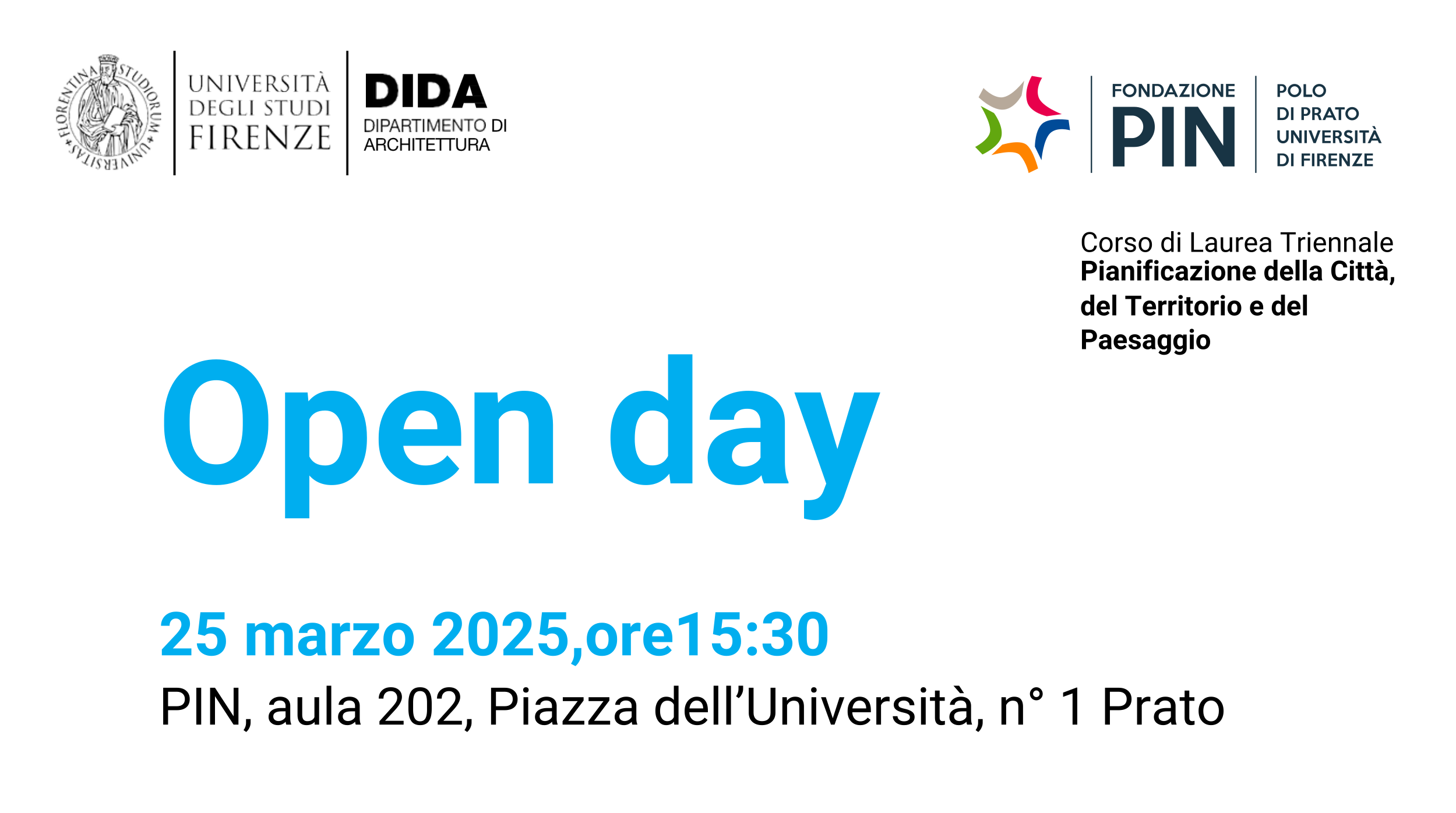 Open day del Corso di Laurea Triennale in Pianificazione della Città, del Territorio e del Paesaggio