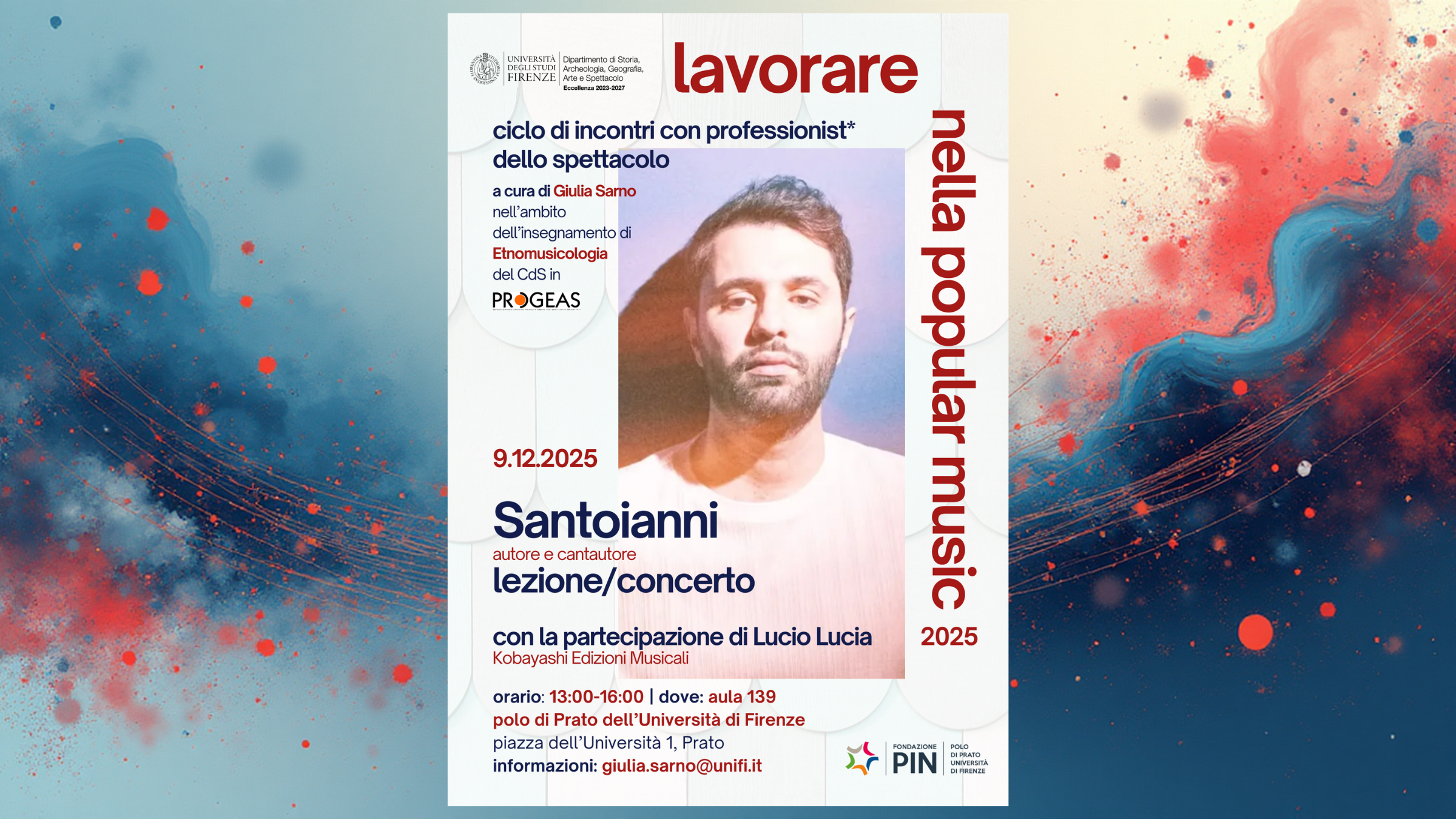 Lezione/Concerto del cantautore Santoianni per il ciclo “Lavorare nella popular music” - Ingresso libero