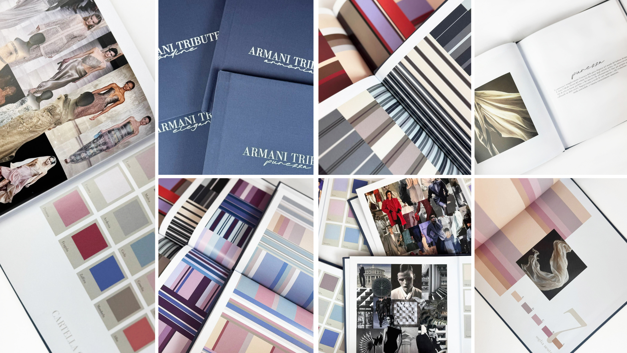 Design Tessile e Moda: Armani Tribute realizzato dagli studenti - Quattro book di rigature per celebrare i 50 anni di carriera di Giorgio Armani