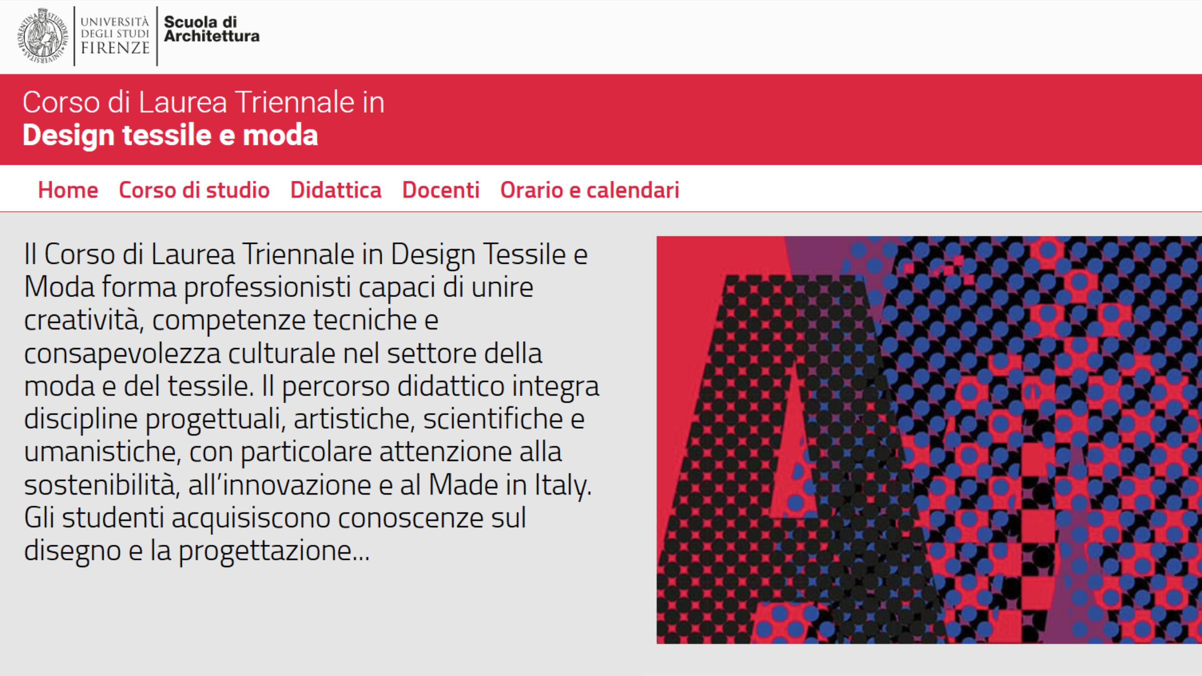 Open day del corso di laurea in Design tessile e moda