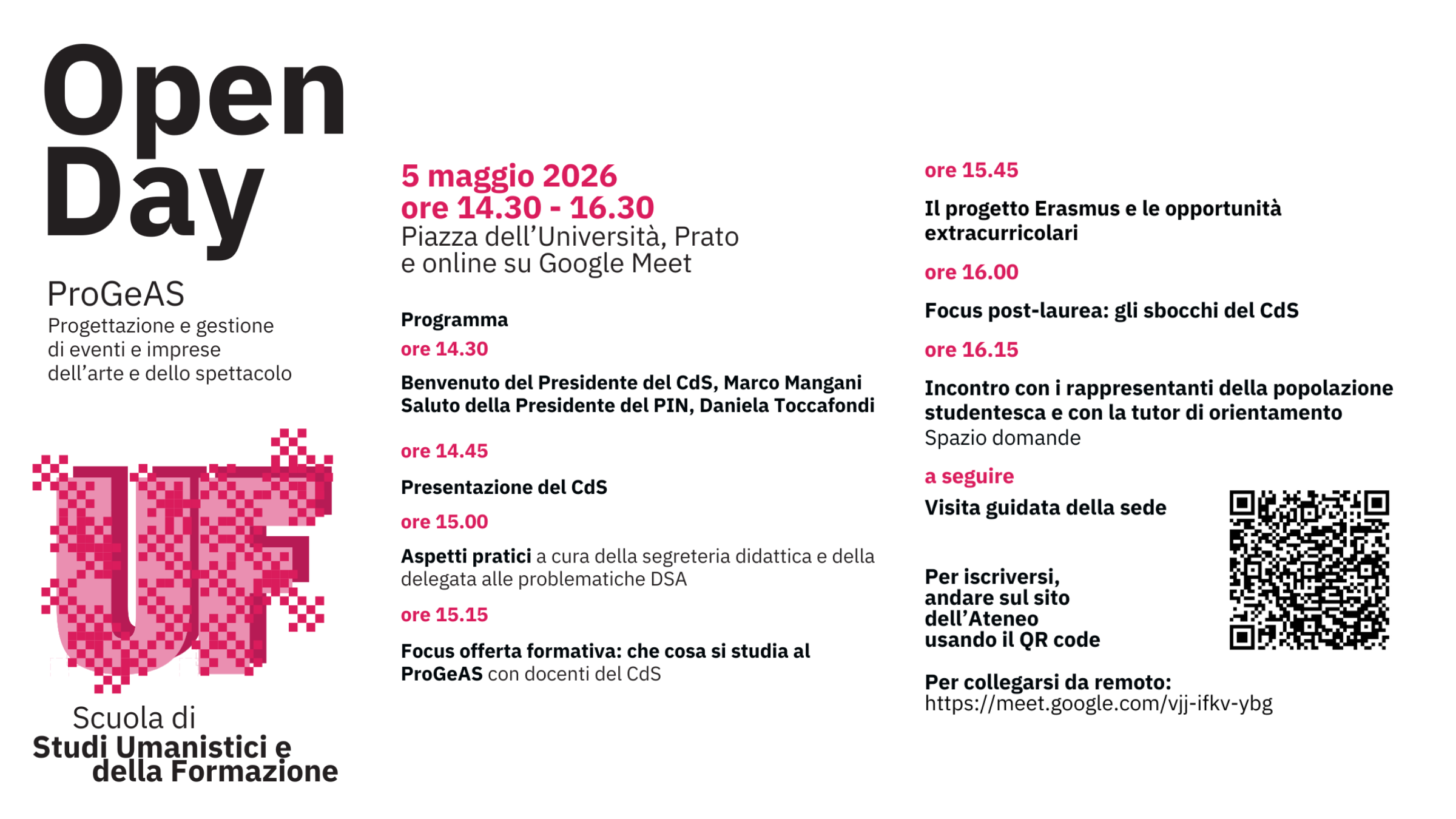 Open Day del Corso di Laurea in Pro.Ge.A.S. 