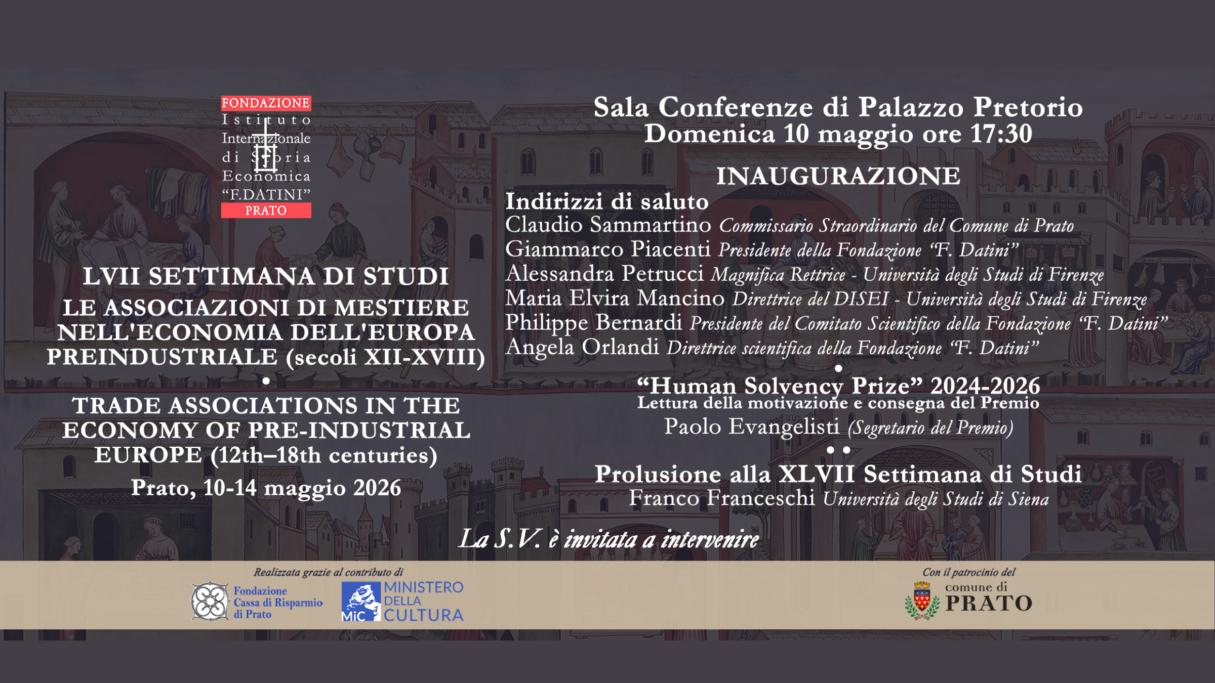 Al via la LVII Settimana Datini - In questa edizione tratterà delle associazioni di mestiere nell'economia dell'Europa preindustriale